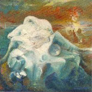 La pel freda. Oli/ll&iacute;, 40x40 cm. Gav&agrave; 2003