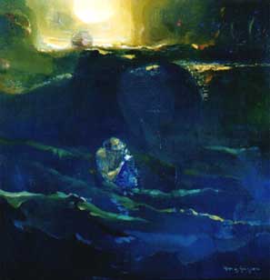 Cielo verde. &Oacute;leo sobre lino 40x40