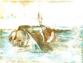 Pliegues de luna. Aguafuerte-aguatinta, dos planchas, tirada 25 ej. 2002